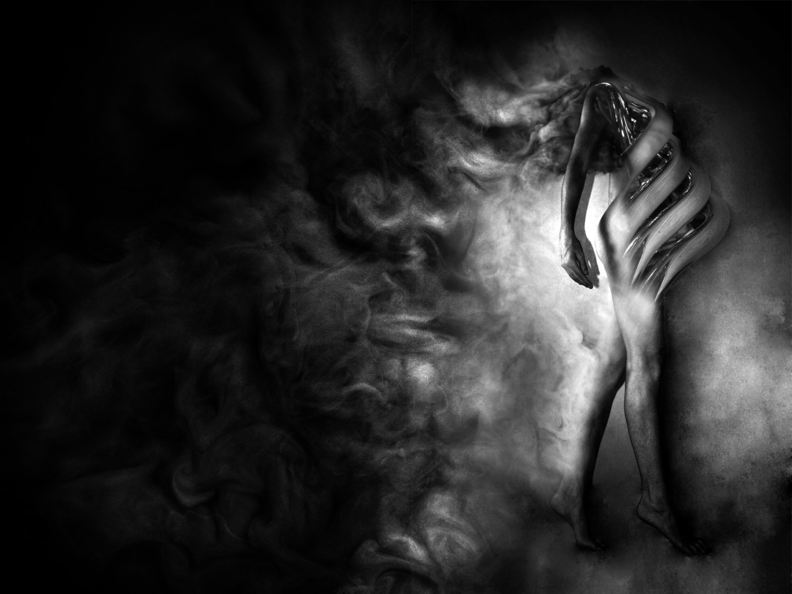 Снимки обнаженной студентки в душе в черно-белых тонах