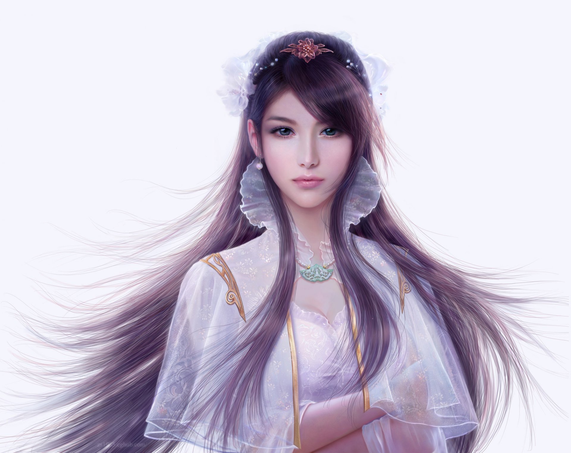 Китайская девушка в белом