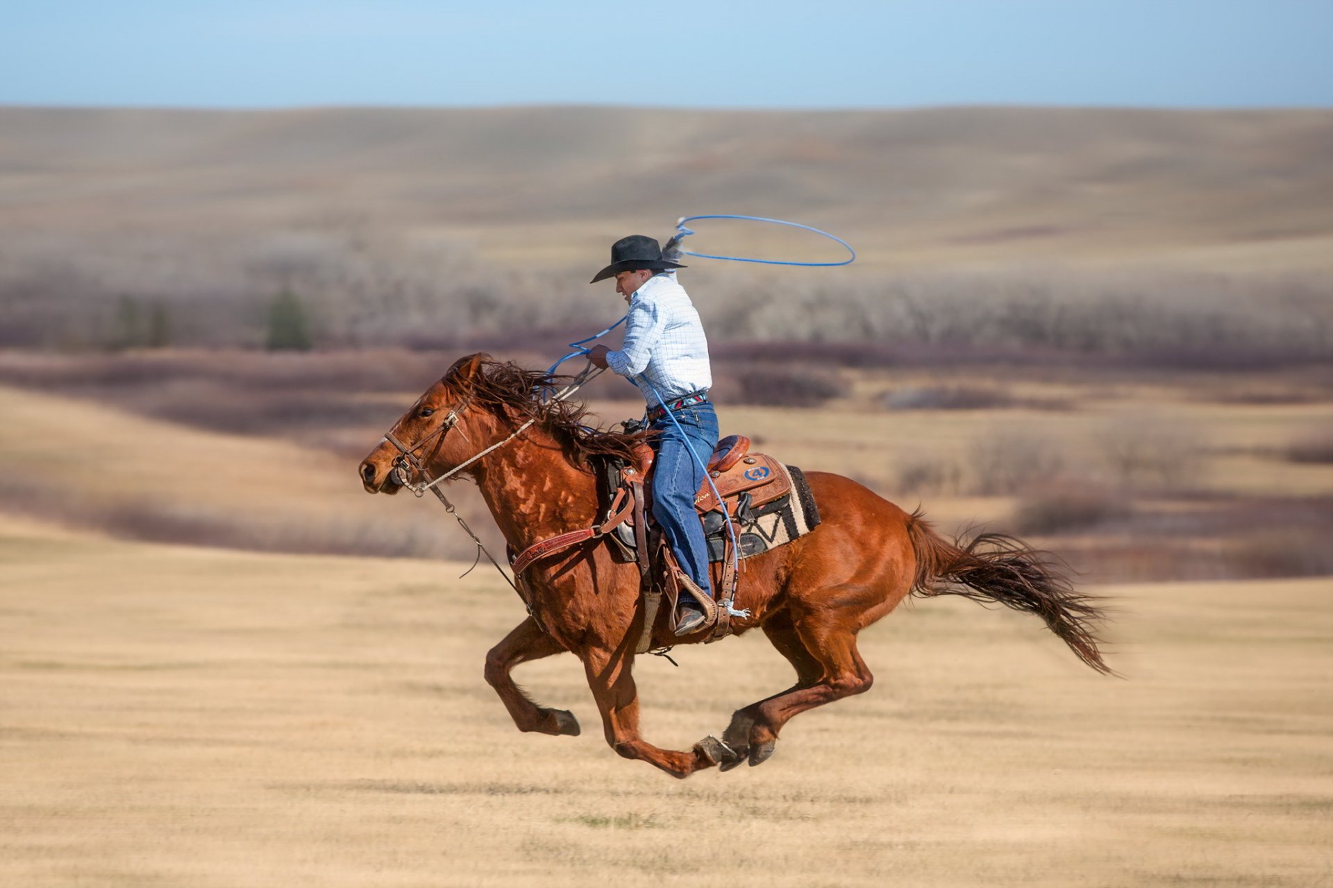 Cowboy riding cowgirl fan photo