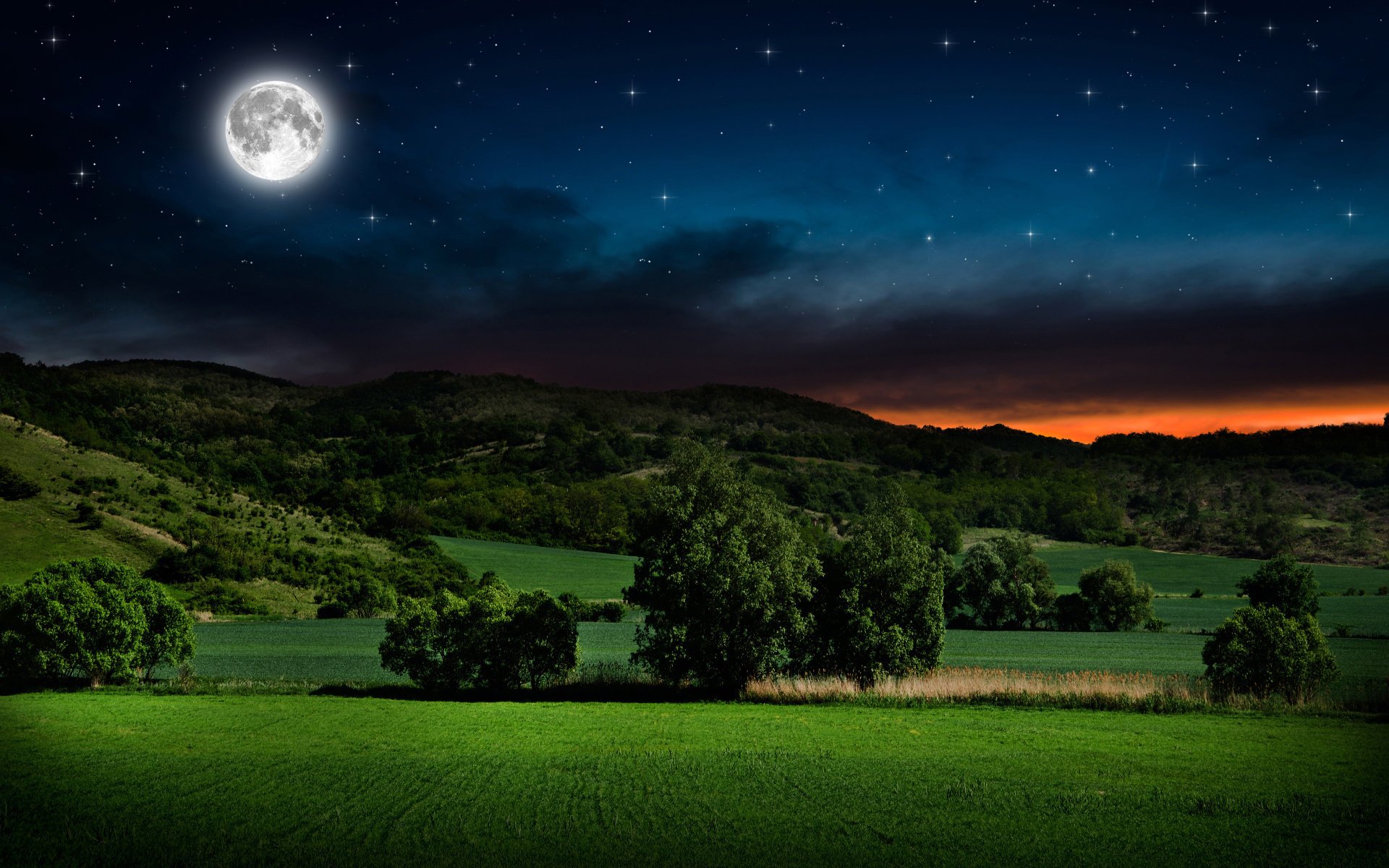 природа лето ночь звезды красиво