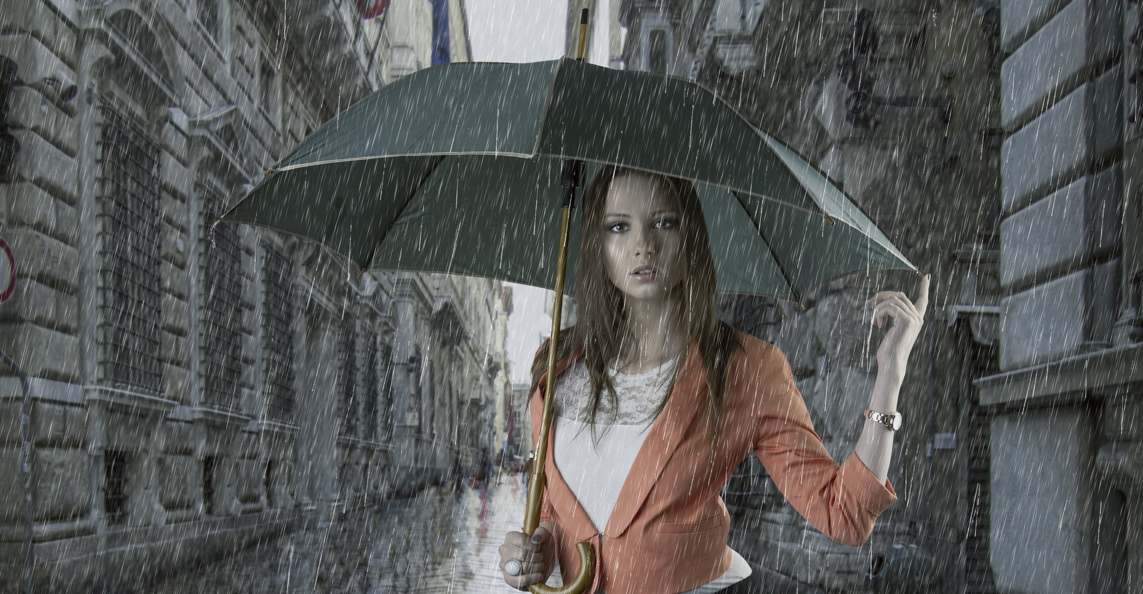 дождь зонт город улица