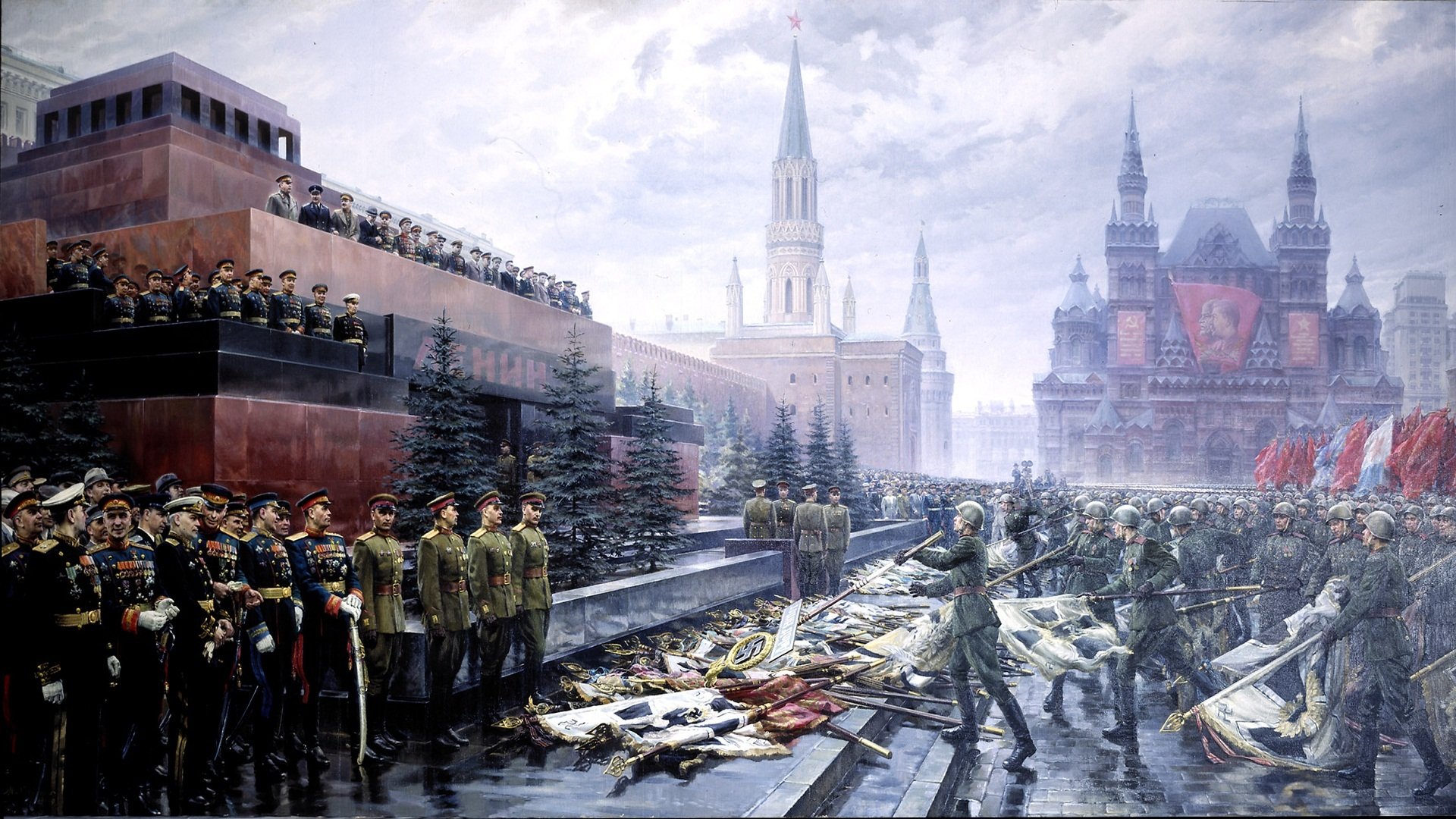 9мая день победы солдаты флаги кремль красная площадь картина