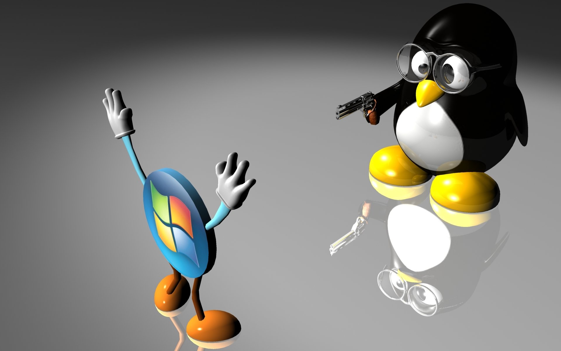 linux windows gun hands up threat