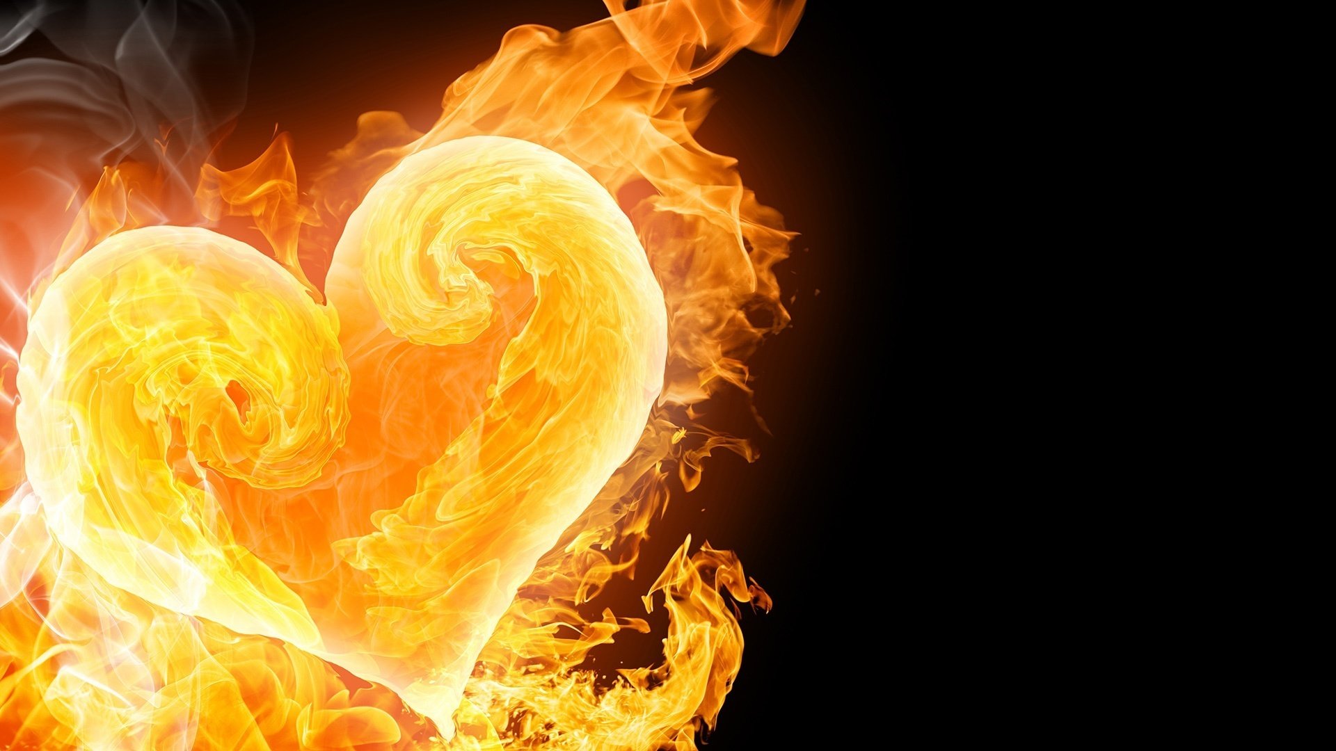 corazón en llamas llama de pasión temperatura corazón fuego llama pasión sentimientos fondo negro