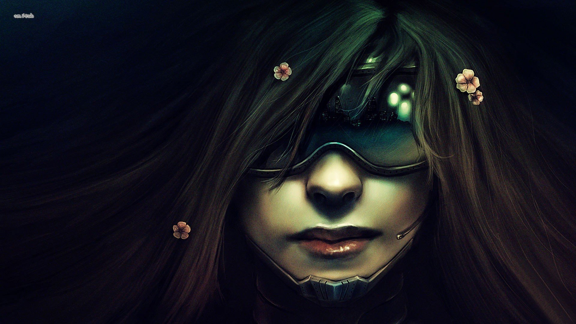cyberpunk mädchen gesicht brille