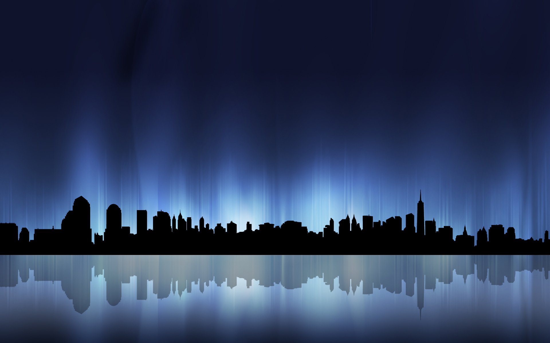 hadow of the metropolis water reflection city night building the night sky the lights of the city