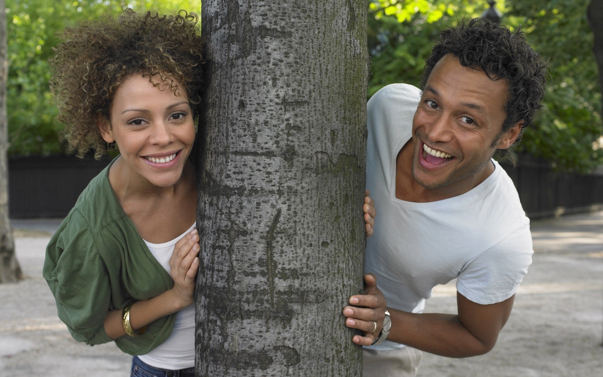 a couple in love nature happiness joy smile face summer photo tree street lovers men women