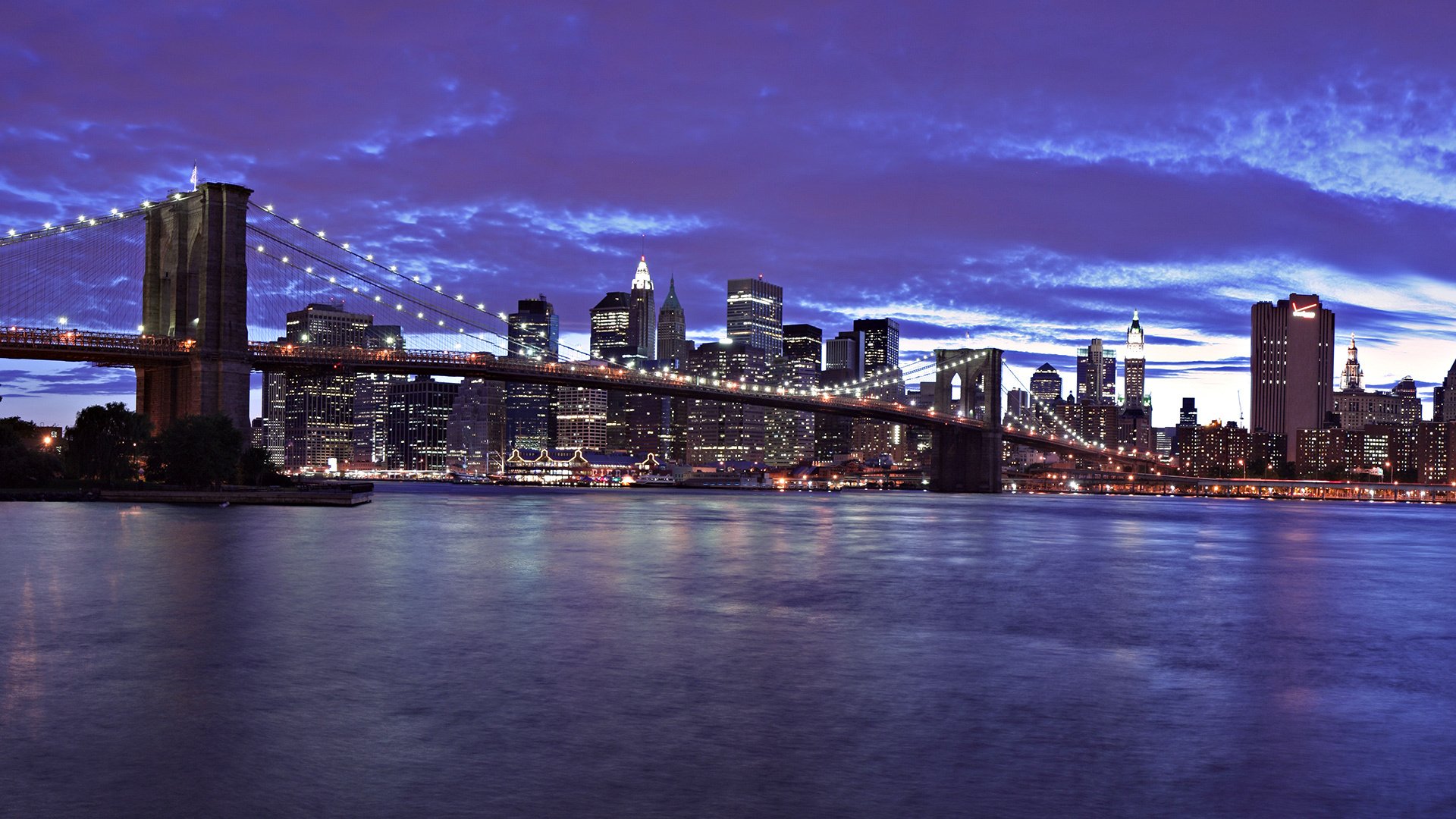 wonderful world night lights city bridge river water skyscrapers lights night the night sky the lights of the city