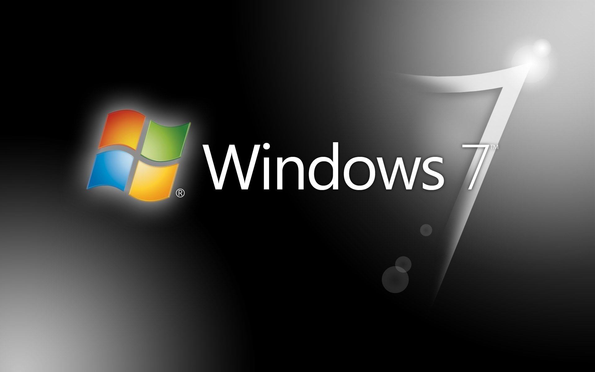 schermo nero sfondo grigio windows 7 emblemi loghi