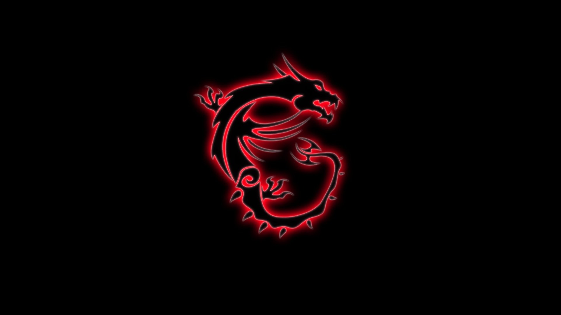 Логотип красный дракон на черном фоне - обои на телефон