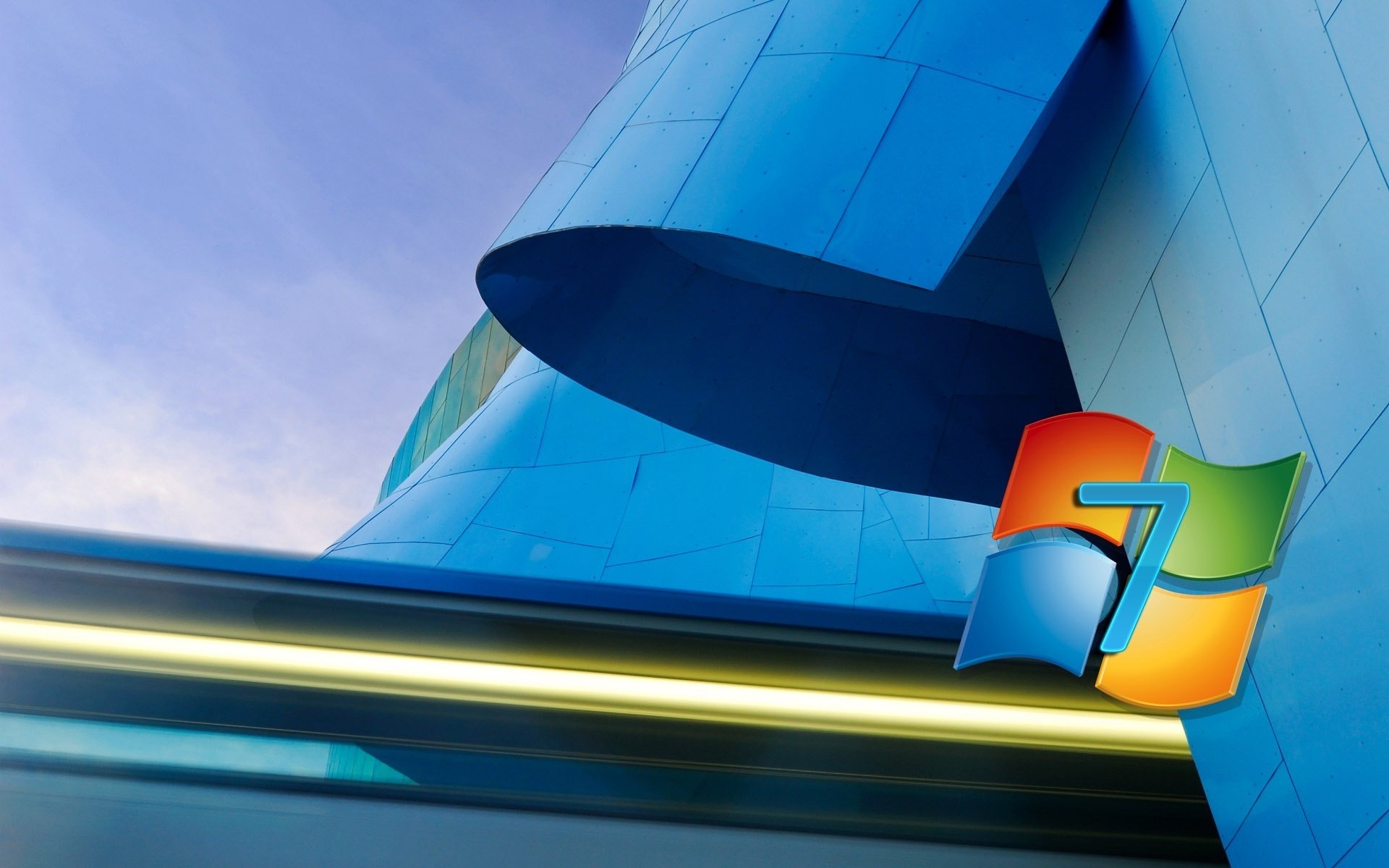 blue building windows 7 squares emblems logo