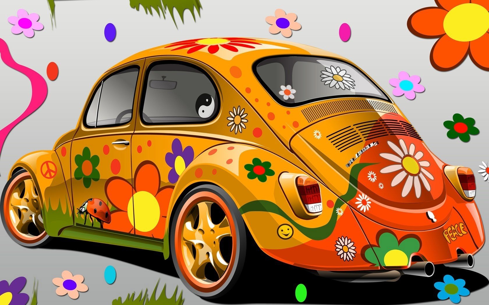 mall car painted flowers flowers spring summer auto drawing