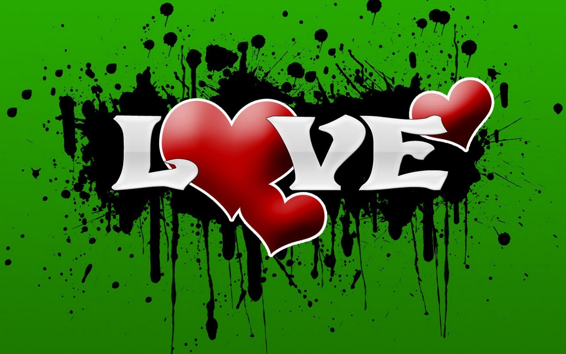 double heart grafiti love green background