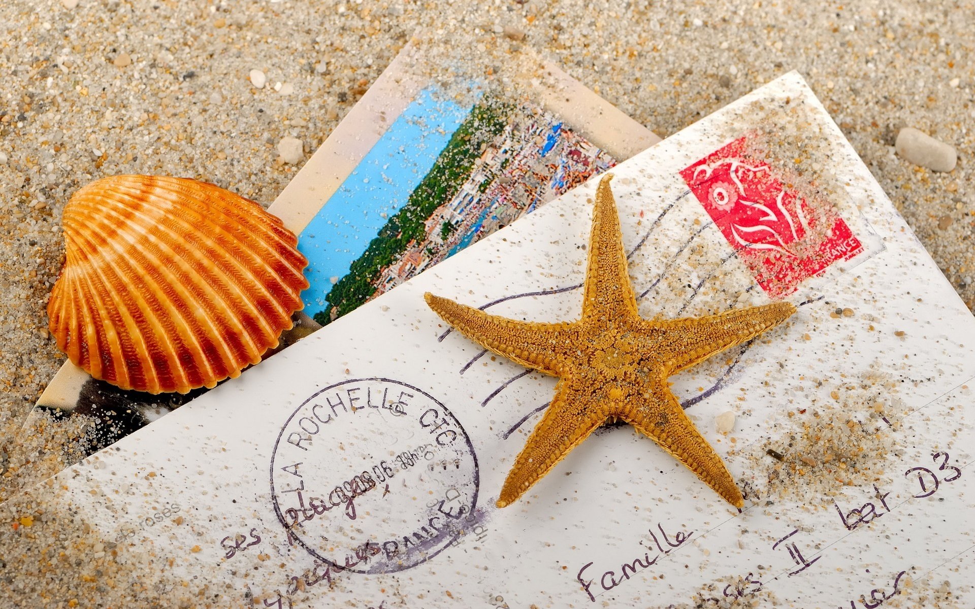 tarfish shell letters the sand the envelope photo sand vacation stay