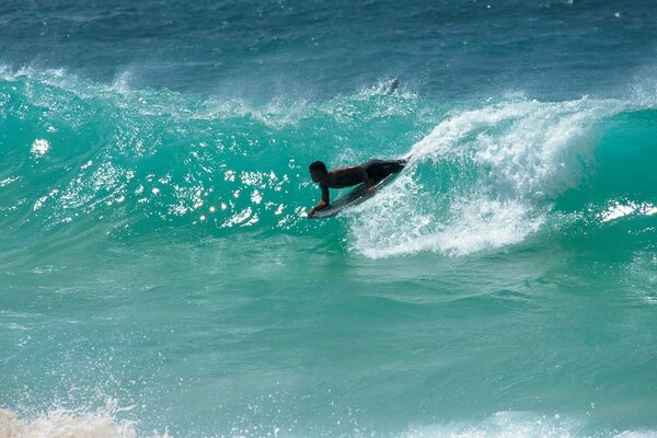 Surfeur conquiert les vagues océaniques