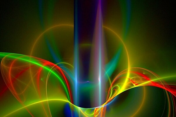 Fantasie. Farbige gewickelte Laserlinien