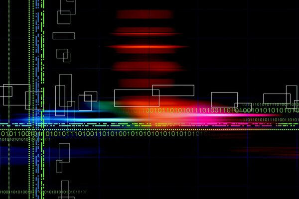 Astrazione. Riflessi multicolori su sfondo nero