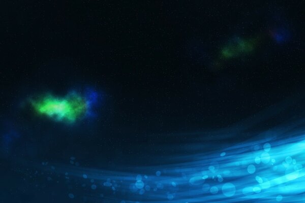 Immagine del cosmo raggi e stelle verdi luminose
