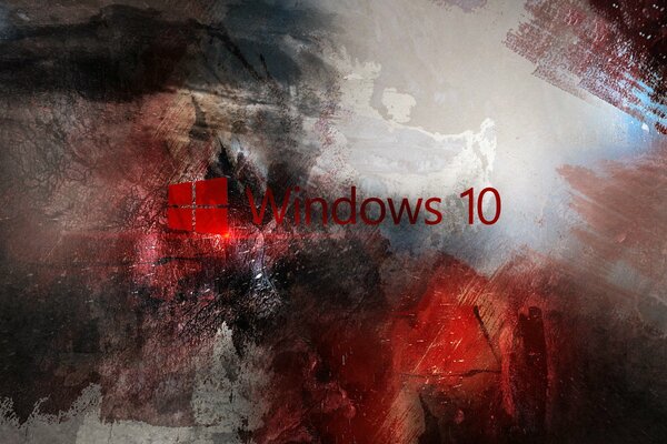 Windows 10 operating system on a red background