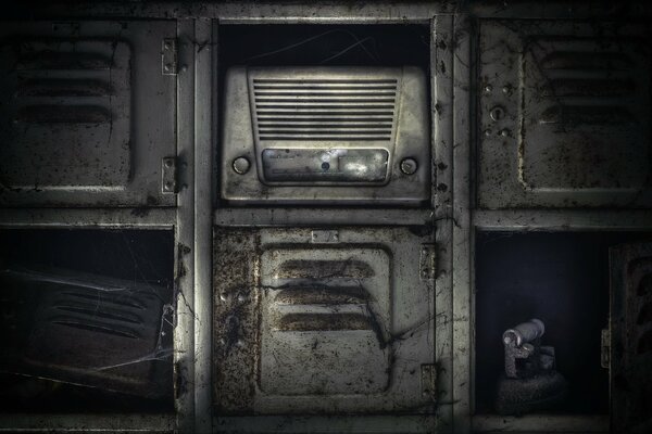 Old broken radio receiver background