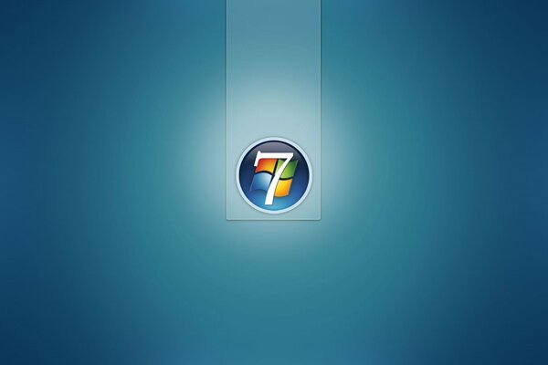 Logotipo de microsoft windows 7 resaltado sobre fondo azul