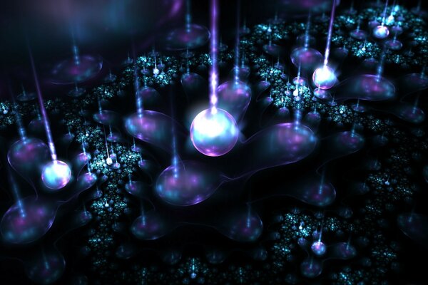 Esferas mágicas de luz y resplandor flotando en colores