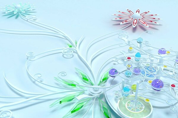 Panorama de fleurs de cristal sur verre