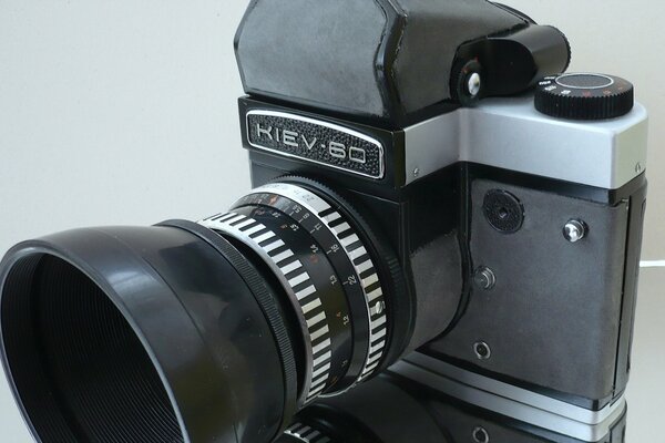 Fotocamera Kiev con obiettivo macro nella fotografia macro