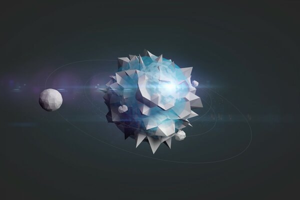 Planète fantastique avec un satellite rond