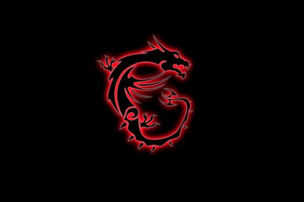 Logo dragon rouge sur fond noir