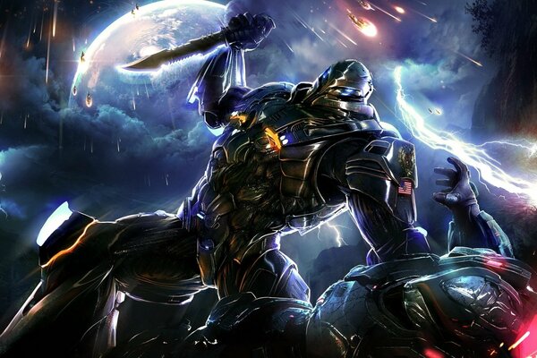 Guerrier de la nuit en armure de métal