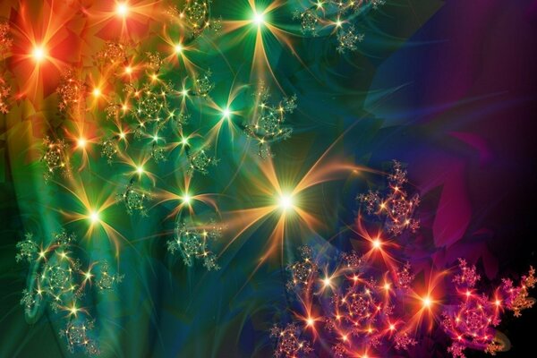 Fantasy background with stones and starlight of different colors