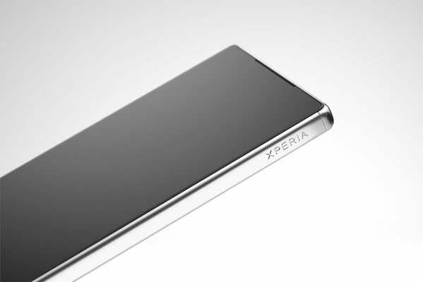 Серый телефон sony xperia на белом фоне
