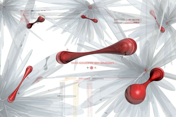 The division of red blocks among gray explosions