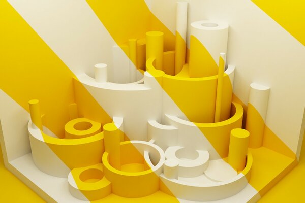 Geometric shapes in a combination of yellow and white colors