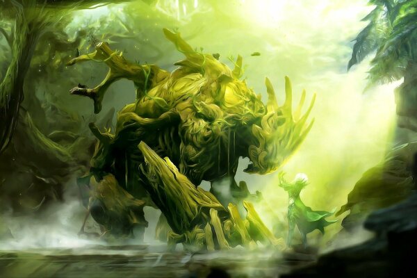 Creatura fantastica nella foresta più spesso