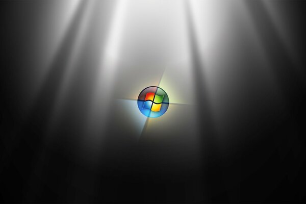 Highlighted microsoft windows 7 logo on a black background