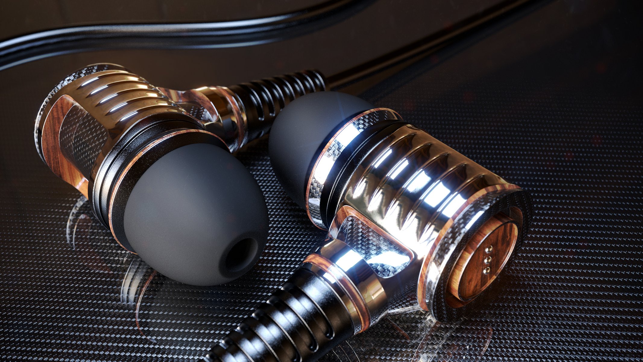 headphones carbon earphones jackdarton rendering