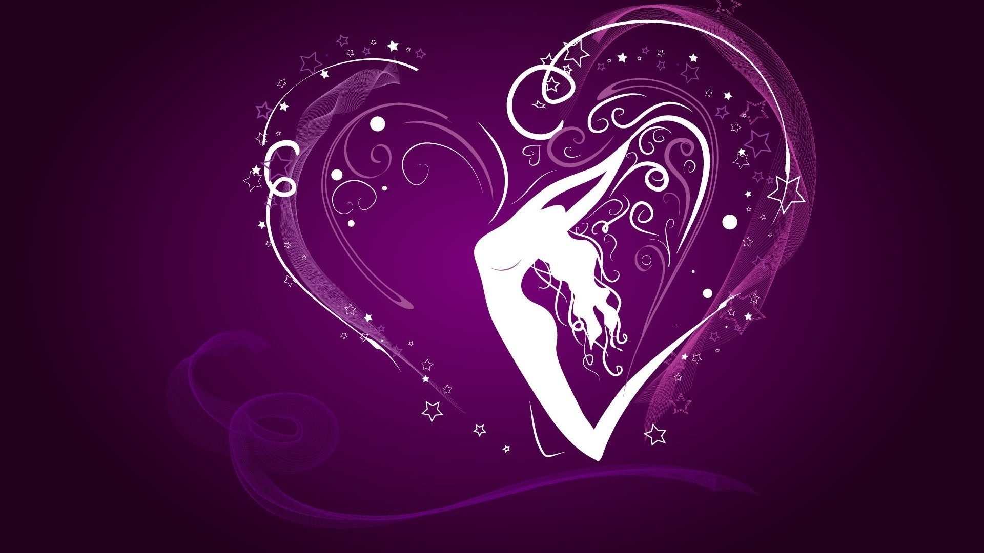 the girl s body purple background white patterns heart purple love