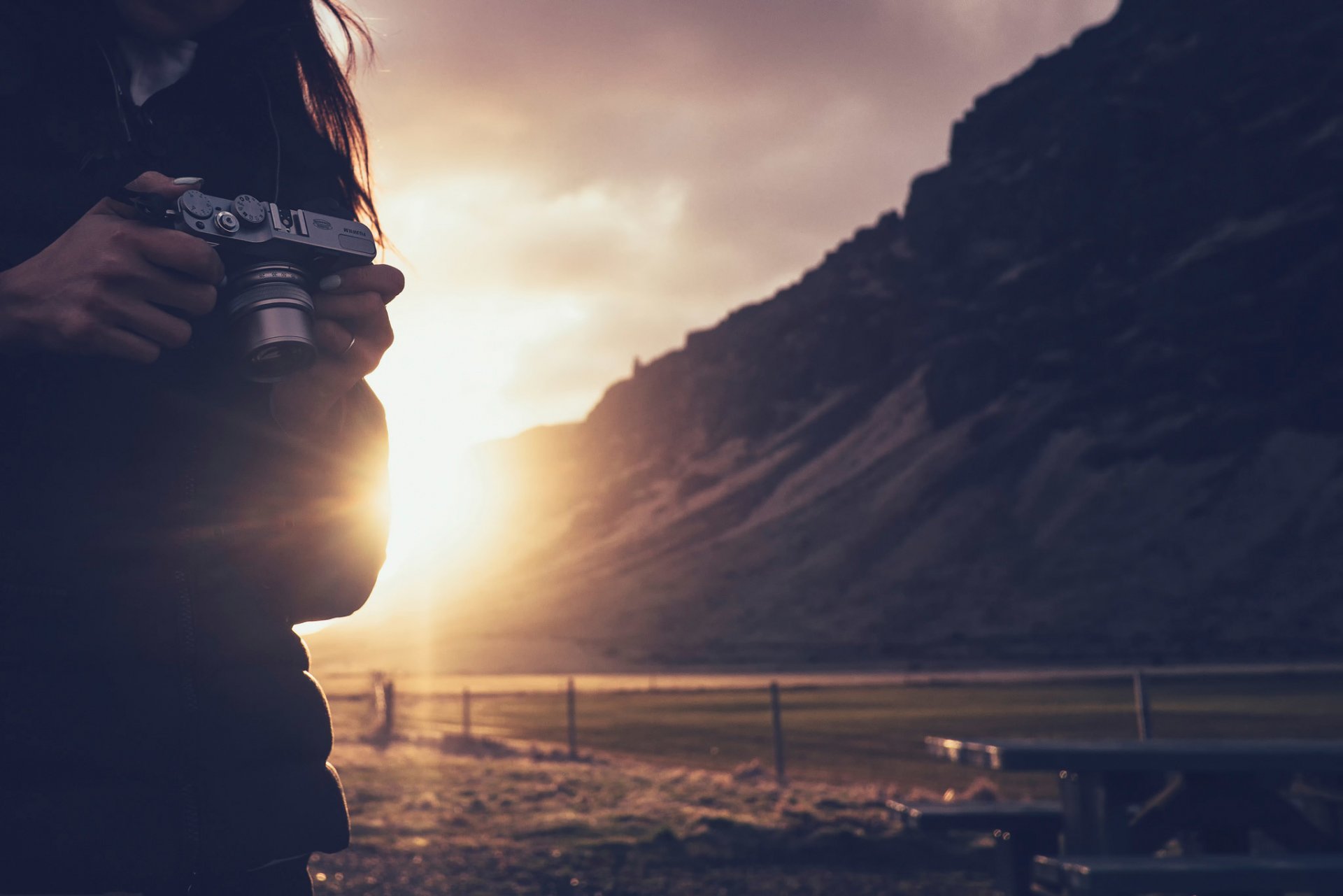 macchina fotografica fotografo sole