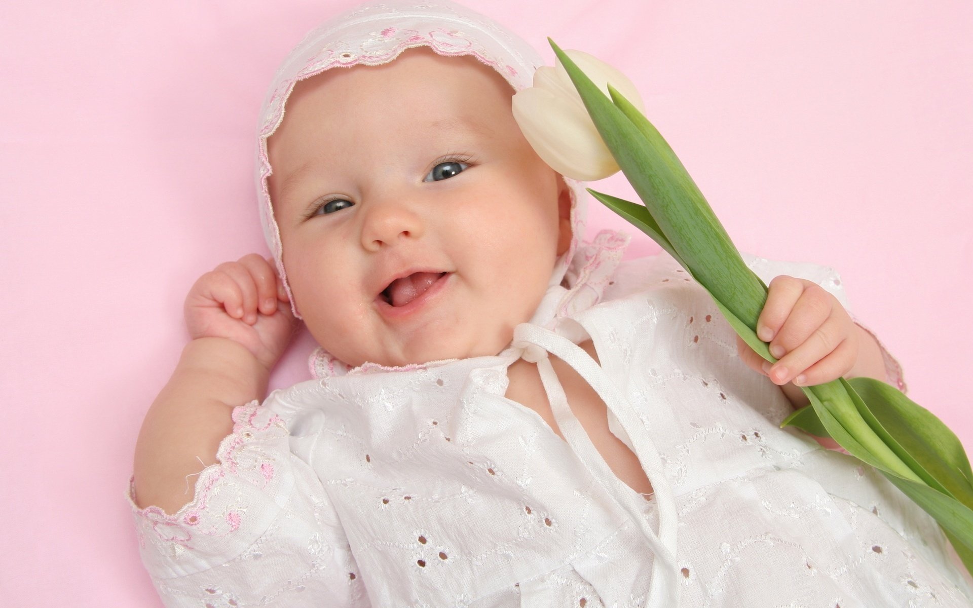 openwork blouse flower baby portrait look smile face holiday