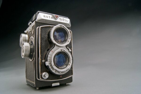 Vintage video camera with two lenses