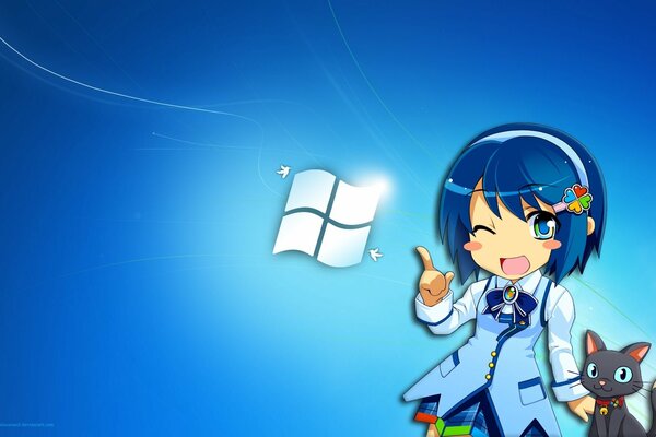 Windows logo in anime style