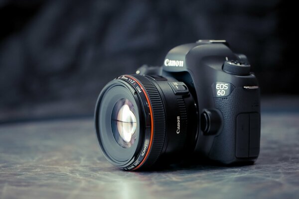 Canon camera on black background