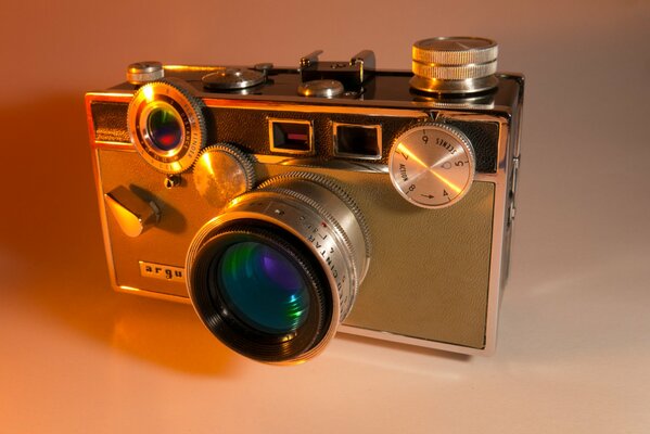 Macro photography of an old camera on a white background