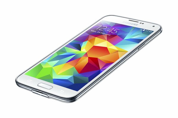 Galaxy s5 weißes Smartphone liegt