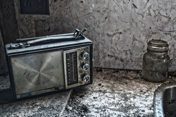 Beautiful retro photo with a radio receiver of the last century