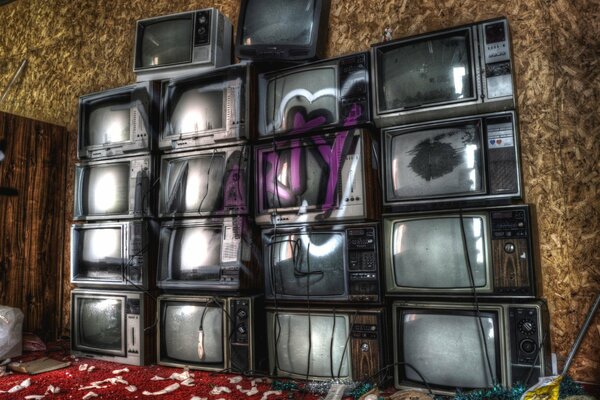 TVs in the room in Gothic style