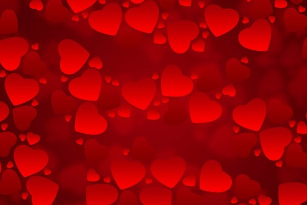 Red background with hearts of different sizes