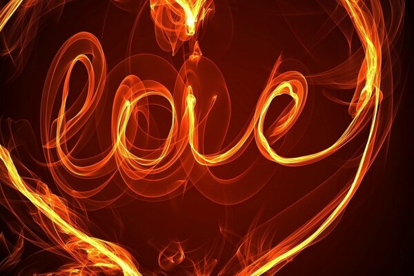 The word love in English is in the heart of fire